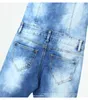 2043 YouAxon Women`s Plus Size Brand New Fashion Blue Stretch Denim Skinny Slim Fit Spodnie Kombinezon Dżinsy Dla Kobiet Jean Kombinezony H0908