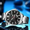 Sier Black Watches Men's Top Brand Curren Fashion Causal Quartz Armbandsur Rostfritt Stål Band Klocka Man Klocka Reloj Hombres Q0524