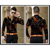 Or Floral Broderie Hommes Dentelle Chemise De Luxe Marque Hommes Robe Chemise Transparent Sexy Mâle Haute Qualité Chemise Camisa Social 210331