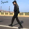 Syiwidii Jeans de cintura elástica para mujeres High Wais Denim Harem Pantalones Casual Mujer Mamá Moda coreana Negro Beige Azul 211129