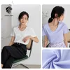FANSILANEN Office Lady 100% Cotton V-neck Short Sleeve T-shirt Women Summer Casual Loose Tops Clothing 210607