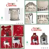 Julklapp Väska Svart Vit Plaid Drawstring Pocket Elk Santa Sack Xmas Eve Candy Apple Bags Festival Decoration