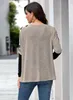 Kvinnor T-shirt Höst Leopard Print Pocket Patchwork Långärmad O Neck Casual Loose Tee Toppar Elegant Mode Kvinna T-shirt 210507