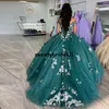 ショルダースウィート16シンデレラドレスvestidos de 15Años2022オフ3D花のボールガウンQuinceaneraドレス