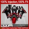 Kawasaki Ninja ZX-636 için Enjeksiyon Kalıp Seti ZX600 ZX 6R 6 R 600 CC 03-04 Vücut 8NO.90 ZX 636 600CC ZX6R 03 04 ZX600C ZX636 ZX-6R 2003 2004 Fairing OEM Karoseri Kırmızı Siyah