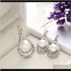 Boucles d'oreilles livraison directe 2021 ensembles de bijoux boucle d'oreille collier en plastique perle en alliage de zinc Aessory avec cristal diamant pendentif or Sier plaqué moi