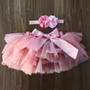 Baby Girls Tutuskirt Bow Gaze kjolar Designerkläder barnflickor med pannband pp kort klänning baby prinsessor kjolar baby kläder 03802982