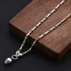 Łańcuchy FNJ 3mm Czaszka Wisiorek Naszyjnik 925 Silver 50 CM + 5 cm Oryginalny S925 Thai Women Men Bone Link Chain Punk Vintage