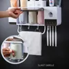 BAISPO Wall Mount Dust-proof Toothbrush Holder With Cups Automatic Toothpaste Squeezer Dispenser Bathroom Accessories Sets SH190919