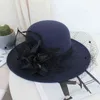 Wide Brim Church Wool Hat Imiation Cap for Women Big Floral Bucket Warm Winter Wedding Caps 211119