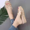 Elegant Women's Candy Slippers transparent Platform sandal Slip-On Pearl Beach Wedges Jelly Shoes Clear Sandals Women G220228
