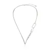 Minimalist Crystal V Letter Pendant Necklace For Woman Baroque Pearl Geometric Hollow Necklaces Girls Goth Casual Jewelry2590