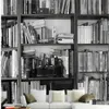 European style 3d murals wallpaper for living room 3D three-dimensional bookcase retro nostalgic TV background wall mural