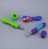 Silicone Silicone NC Kit Fumer Pipe Avec 10mm GR2 Titane Nail Tip Concentrate Cap Dab Rig Straw Wax Oil Burner Set Kits