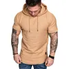 Men's T-Shirts Men T-shirt Summer Solid ShortSleeve T Shirt Casual Slim Hooded Streetwear Tshirt M-3XL Oversize Plus Size Tops