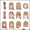 Greeting Event Festive Home & Gardengreeting Cards 1 Set Christmas Kraft Paper Tag Card With Rope Decorations Gift Box Labels Party Supplies