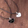 "I Love You Forever" Black And White Drop Oil Love 1 Set Necklace Couple Pendant Wholesale Hot