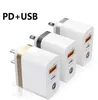 USB A 18W WALL ARCHERS TYPE C PD 2.4A محول شاحن الشحن السريع للهاتف الذكي