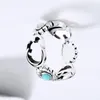 Bague Turquoise marguerite pour femmes et filles, anneau avec lettres et fleurs, cadeau pour amour, petite amie, bijoux à la mode, accessoires, taille 5-9288d