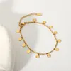 Link Chain 18K Gold vergulde roestvrijstalen voet sieraden voor vrouwen Bead Petal Disc Pendant Anklet Fawn22