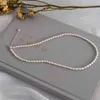 ASHIQI 3-4mm Mini Naturligt sötvattenspärlhalsband för kvinnor bröllop 925 sterling silversmycken