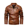 Hommes Hiver Veste En Cuir De Mode Hommes Patchwork En Cuir Bomber Vestes Polaire Épaissir Chaud Casual Moto Manteaux Outwear 210927