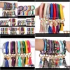 Rings Jewelrybig Customer Discount Pu Bracelet Keychain Leopard Sunflower Cactus Round Leather Tassel Bangle Key Ring 2257 Drop Delivery 2021