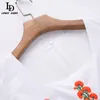 Yaz Moda Tasarımcısı Mini Pamuk Elbise Kadınlar Uzun Kollu Güzel Çiçek Nakış Zarif Beyaz 210522