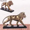 YuryFvna Creative Resin Male Lion staty dekoration figurer prydnad skulptur hantverk hem smycken gåva 210804