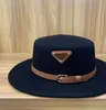 3 colori cintura unisex cappello a cilindro piatto per coppie designer cappelli di lana moda donna berretti aderenti berretto da uomo uomo Casquette cappello a secchiello capanna D275o