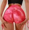 Lady Scrunth Booty Curto Tie-tingido Fitness Workout Mulheres Elastic Jaquard Textured Bubble Shorts para vendas de conta-gotas Plus Size