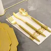 Disposable Dinnerware 50 Pieces Of Tableware Plastic Plates And Golden Silverware Wedding Birthday Party Decorations