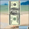 Textiler Hemträdgårdshandduk Mikrofiber strandhandduk dollar euro tryck rektangar sand- snabbt torrt badark för pool be2615