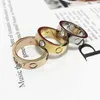 2021 High Polished Designer Lover Ring Logo Printed Silver Rose Gold Color Top Quality Stainless Steel Couple Rings Women Jewelry Wholesale