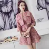 Autumn Winter Runway Tweed 2 Piece Set Women Short Jacket Coat +Mini Tank Wool Blend skirt Suits Office Female Sets 201027