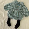 Menina bebê roupas xadrez de manga cheia camisa e bloomer 2 pcs outono meninos roupas moda criança garotas conjunto 210417