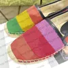 Desinger Women Schoenen Casual Espadrille Multi Color Linnen Slip-on Platte Sneakers met Doos Zachte Comfortabele Zool