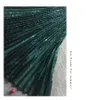 Women Shiny Sequin Tulle Pleated Skirt Ankle-Length Vintage High Waist A-Line Dark Green Skirts Female Fashion Jupe