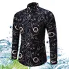 Men's long sleeve fashion printed casual shirts tops for men small medium large plus size 2xl 3xl clothing blouse