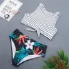 Bikini set wysoko szyi bikini kwiatowy nadruk kąpielowy bandaż stroje kąpielowe bikini solid tankowane kostium kostiumu upraw