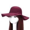 Ladies Falisty Duży Top Hat, Jesień I Zima Imitacja Woolen Maprs Hat Moda Akcesoria Czapka Szeroki Brim Kapelusze