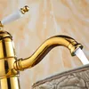 Bathroom Sink Faucets BOCHSBC European Style Vintage Basin Faucet Brass Gold Finish Water Taps Antique Art Vanity1