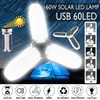 60W E27 LED Lâmpada Solar SMD5730 Dobrável Três-folhas Ao Ar Livre Camping Tenda Lâmpada com Linha de Cabo USB