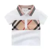 Baby Boys Girls Shirts Plaid T-shirts Summer Kids Short Sleeve Tshirt Turn-Down Collar Children Cotton Child Tops Tees 1-8 Years