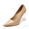 Dress Shoes Nude High Heels Female Spring Crystal Pointed Thick Heel High-heeled Patent Leather Single shoes