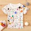 Été bébé filles et garçons enfants vêtements enfant en bas âge coloré Splash-Ink Tee coton Tops à manches courtes 210528