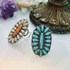 Cluster Colorful White Turquoise Exaggerated Ring 925 Silver Plated D6IF5682565