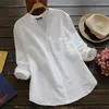 Женская повседневная блузка Элегантные льняные рубашки с длинным рукавом Топы 2022 Весенняя Женская кнопка Blusas Solid Plus Размер Туника 5XL Блузки