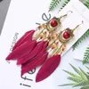 Zomer Bohemian Long Feather Dangle Oorbellen Voor Vrouwen Strand Ketting Kwastje Drop Earring Wedding Bruid Sieraden Oorbellen Hangers