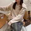 3 colori autunno inverno stile coreano maglioni lavorati a maglia donna cerniera allentata dolcevita maglione caldo maglioni femminili (F1474 210423